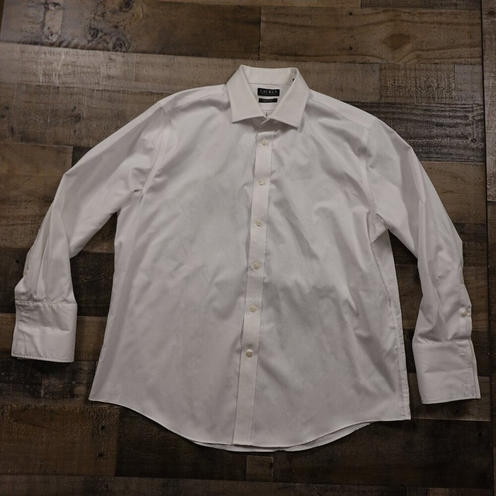 Lauren Ralph Lauren French Cuff Dress Shirt Men’s‎ XL White Stretch Regular Fit